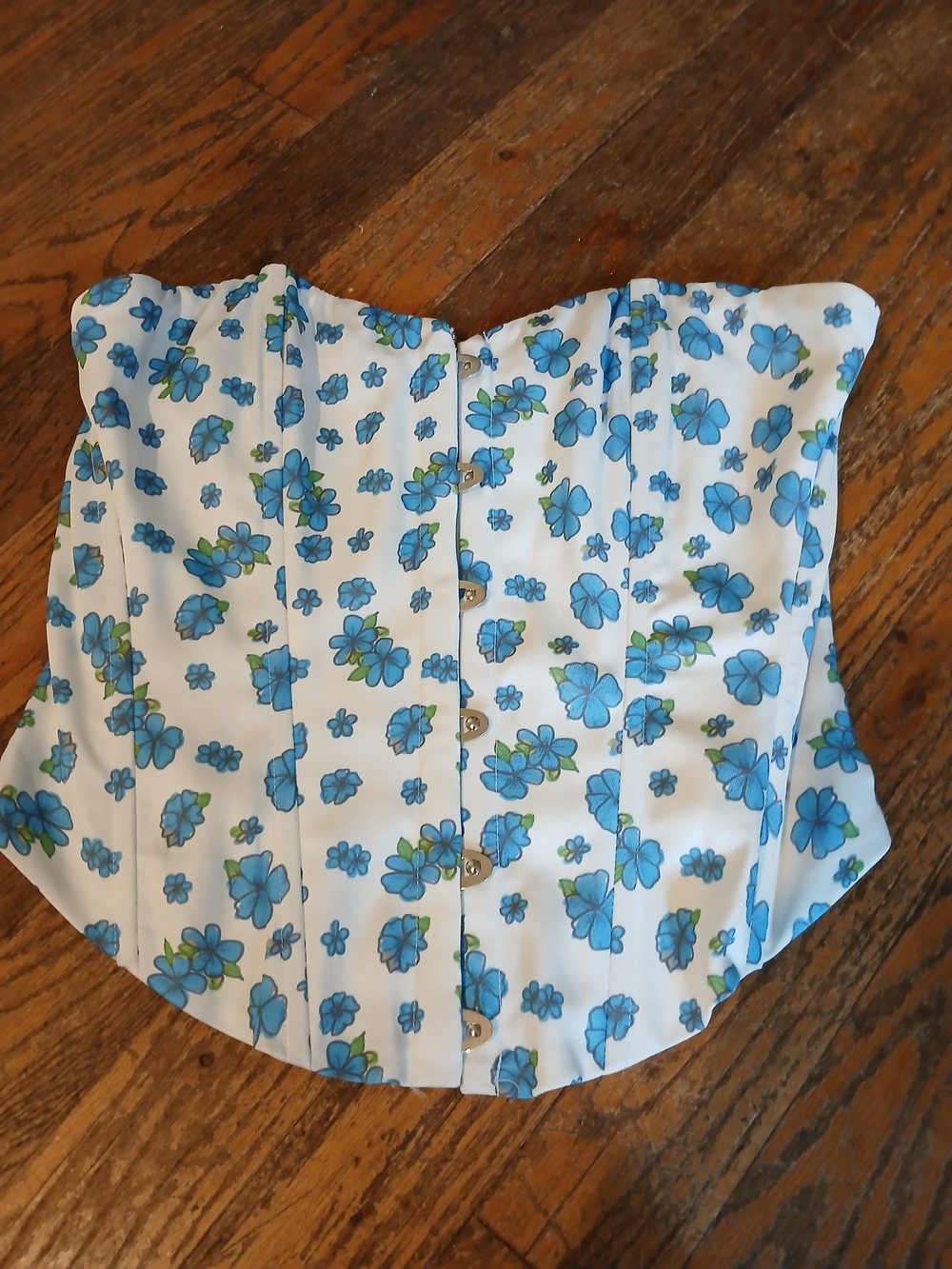 Princess Polly White Strapless Bustier with Blue Floral Print